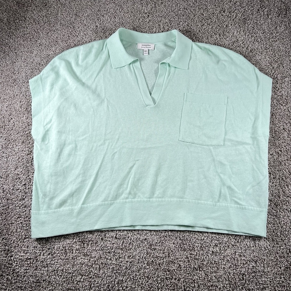 Banana Republic Mint Johnny-Collar Oversized Short Sleeveless Women's Medium /L - Picture 1 of 8